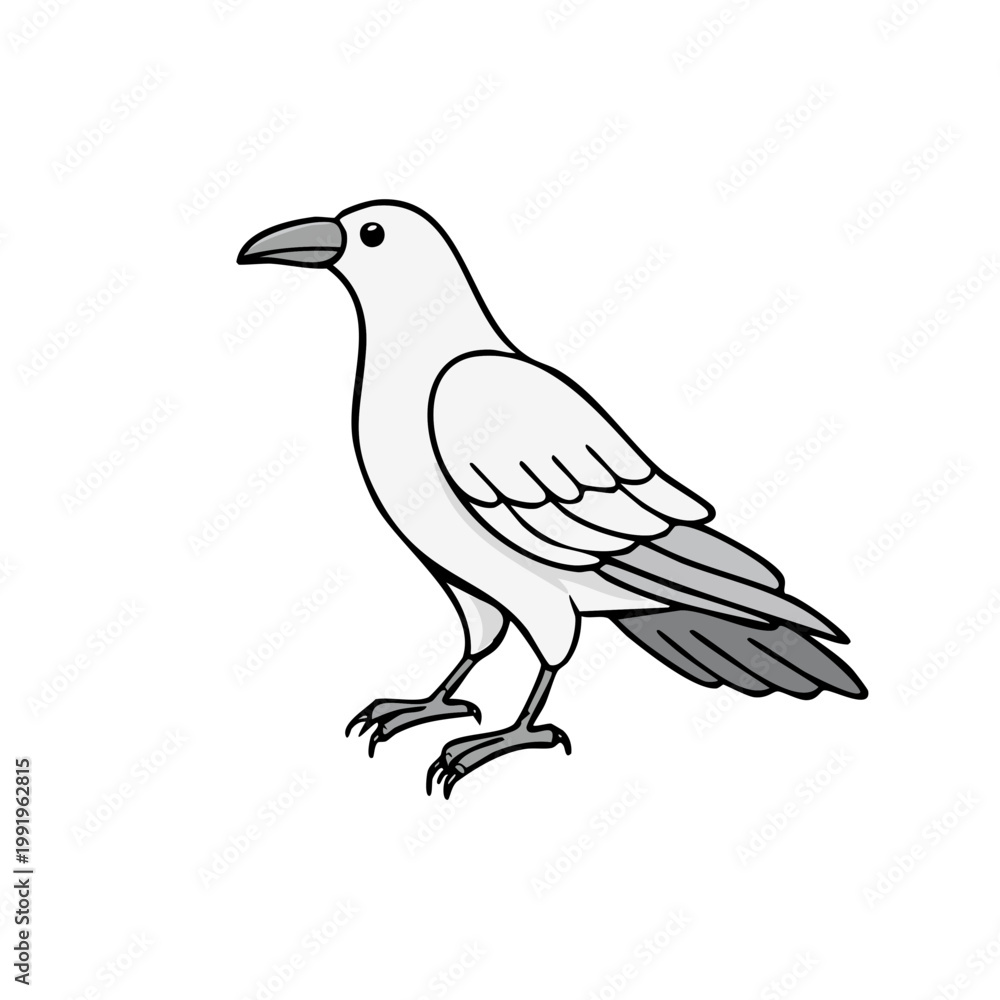 Fototapeta premium Stylized White Bird Illustration Minimalist Cartoon Drawing