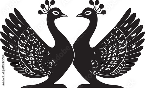 Peacock showcasing intricate feather patterns isolated on white background