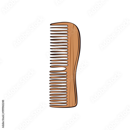 Simple wooden hair comb with wide teeth for styling and grooming hair