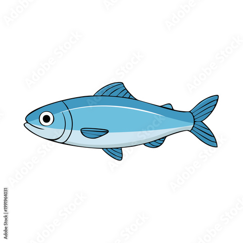 Stylized Blue Fish Illustration Aquatic Animal Simple Marine Life