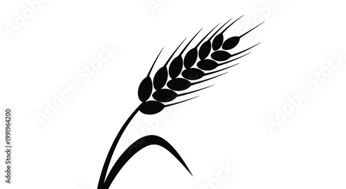 A stylized black silhouette of a wheat stalk with grain heads