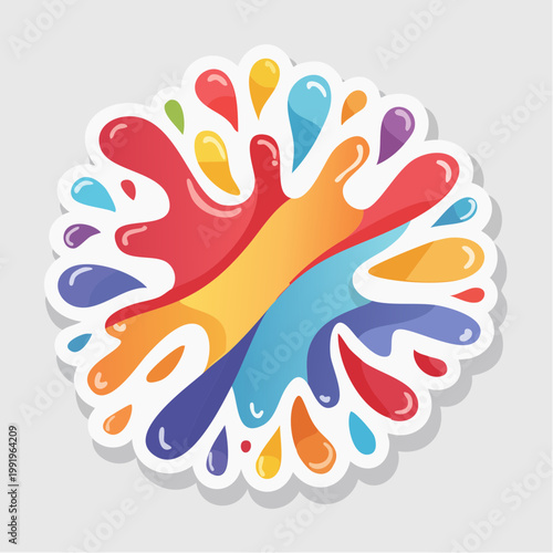 Colorful paint splash sticker