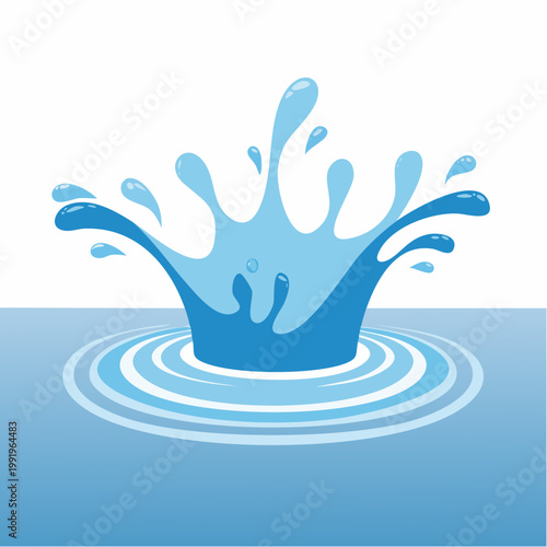 Blue Water Splash with Ripples