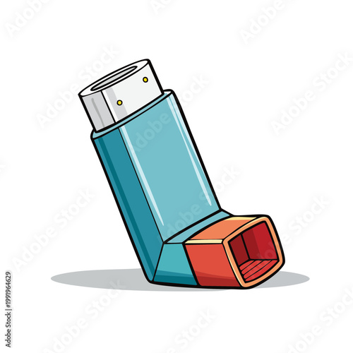 Blue and orange inhaler for asthma relief and breathing support