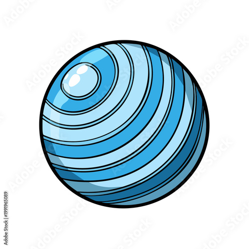 Bright Blue Swirl Exercise Ball Isolated on White