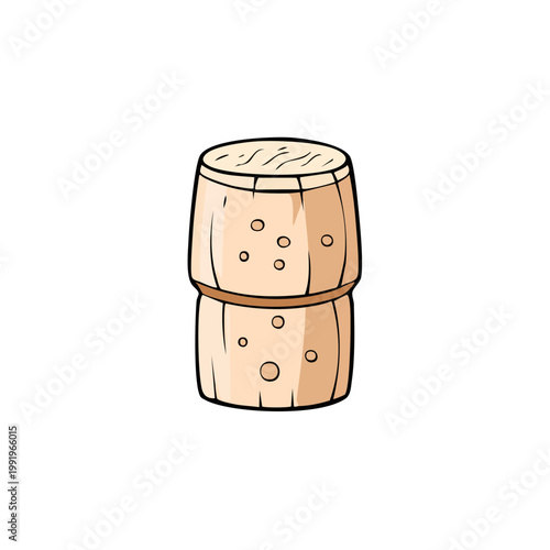 Cartoon illustration of a natural cork stopper for wine bottles with visible pores and textured surface
