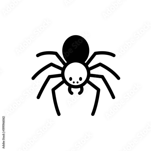 Minimalist Black and White Spider Vector Illustration Icon