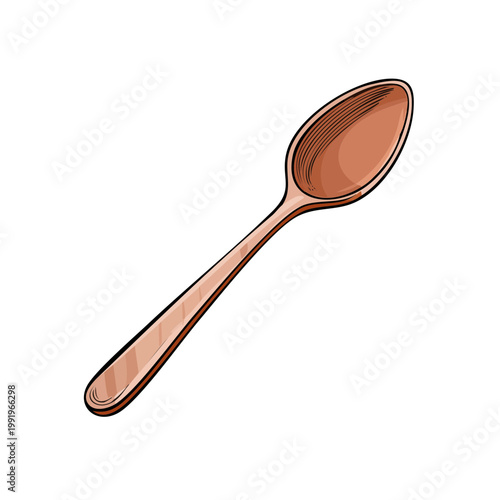 Simple Hand Drawn Wooden Spoon Illustration Kitchen Utensil Cooking Tool