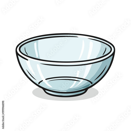 Simple Transparent Glass Bowl With Outline Drawing Illustration