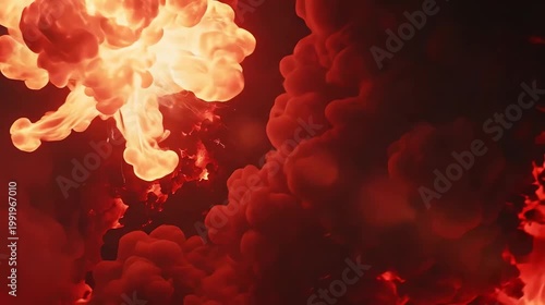 Fiery abstract background with bright orange flames and thick smoke