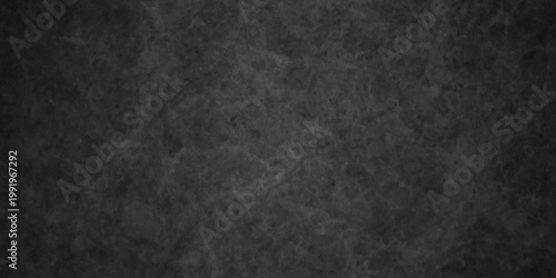 Dark black color grunge old aged retro vintage stone concrete cement blackboard chalkboard wall backdrop floor texture. Black anthracite dark gray wall retro old slate grunge backdrop background.