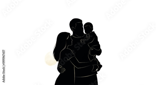Black silhouette, baby carrier, parent child, vector icon, family symbol