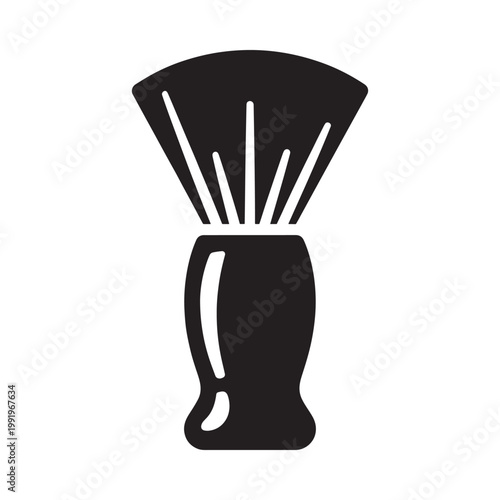 A simple black silhouette of a traditional shaving brush for men
