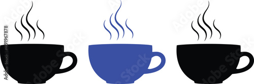 Three cups of hot beverage a minimalist illustration