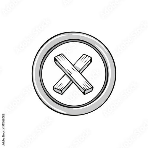 Crossed Wooden Planks Inside Circular Frame Icon