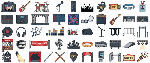 Collection of various music and recording studio icons and symbols.
