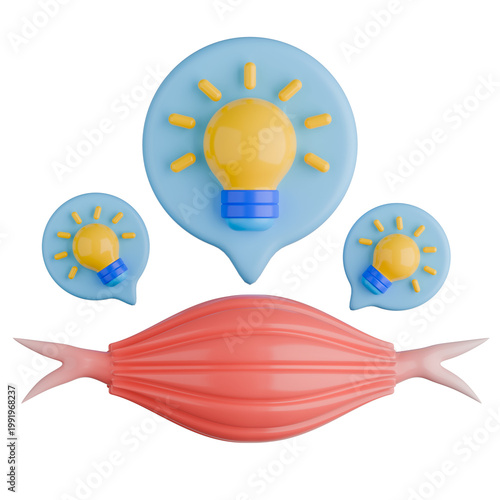 3D Muscle Memory Concept with Lightbulb Illustration.