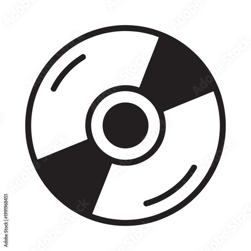 Simple black and white illustration of a circular optical disc with segments