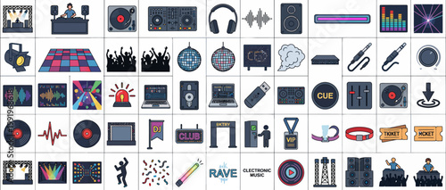 Collection of various technology and media icons.