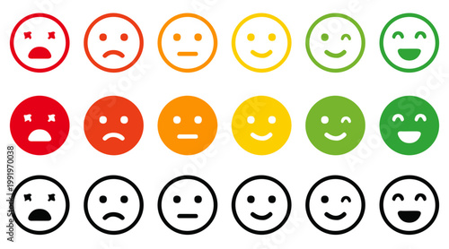 Emotions Image: Emoji Faces Set - Happy, Sad, Angry, Neutral, Emotional Support Vector