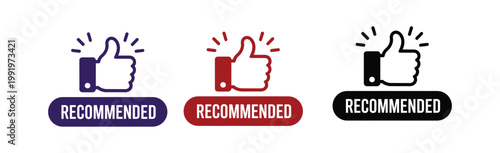 Recommended thumbs up approval icons set