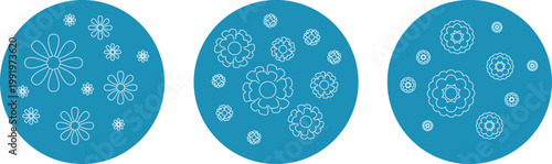round icons with flowers