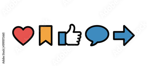 Free Download Heart icon with social media symbols for like, share, and comment - GFXLoad