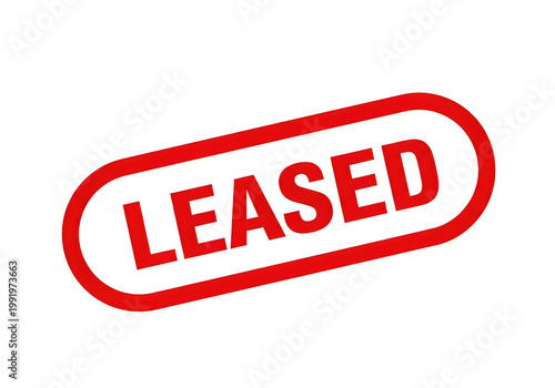 Red oval stamp indicating the status of leased property or equipment