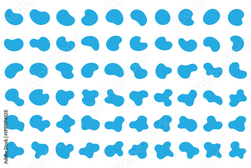 Organic black blobs of irregular shape. Abstract blotch, inkblot and pebble silhouettes, simple liquid amorphous elements. Organic blob shapes collection