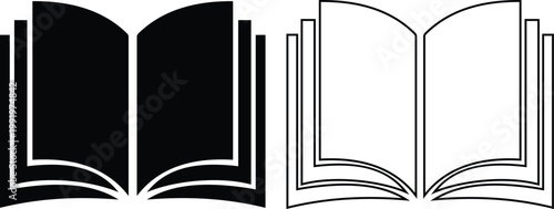 Books icons set collection group library literature education reading textbook notebook manual guide publication archive knowledge study learning open closed book flat line vector