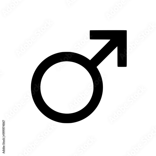Male gender sign minimal symbol black icon on gray background 