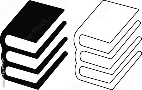 Books icons set collection group library literature education reading textbook notebook manual guide publication archive knowledge study learning open closed book flat line vector