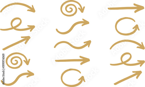 Hand drawn directional arrow set for creative business presentations and educational materials to guide user attention and flow