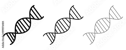 DNA Icon Set in Outline, Flat and Colored Styles – Genetics, Biology and Biotechnology Science Molecule 
Vector Illustration