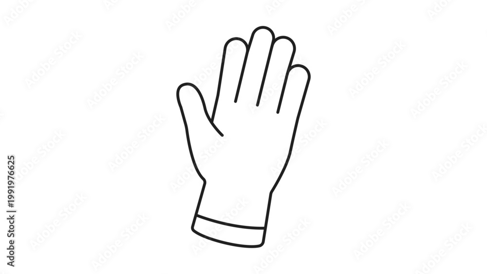Obraz premium Minimalist Surgical Glove Vector Icon with Editable Stroke. Black Line Art Illustration of a Protective Rubber Glove for Medical, Cleaning, and Healthcare Use on a White Background.