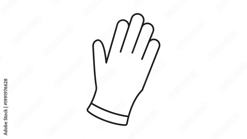 Obraz premium Surgical Glove Minimalist Black Line Vector Icon on White Background, Representing a Single Rubber or Latex Glove for Medical Hygiene and Protection, Editable Stroke Graphic Illustration.