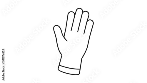 Minimalist Surgical Glove Vector Icon with Editable Stroke. Black Line Art Illustration of a Protective Rubber Glove for Medical, Cleaning, and Healthcare Use on a White Background.