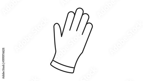 Surgical Glove Minimalist Black Line Vector Icon on White Background, Representing a Single Rubber or Latex Glove for Medical Hygiene and Protection, Editable Stroke Graphic Illustration.