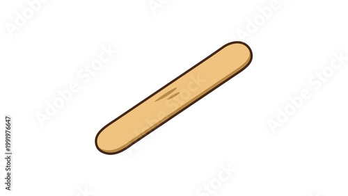 Wooden Tongue Depressor Vector Icon Illustration for Medical Exams, Healthcare, and DIY Crafts. Modern Flat Design with Editable Stroke on White Background. Scalable Professional Graphic.
