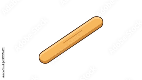 Wooden Tongue Depressor Flat Vector Icon Illustration with Editable Stroke. Professional medical tool or craft stick for healthcare and DIY projects. Isolated on white background for design.