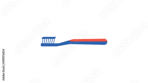 Modern flat vector illustration of a plastic toothbrush with toothpaste on a white background. This clean, scalable icon represents dental hygiene, oral care, and daily health routine.