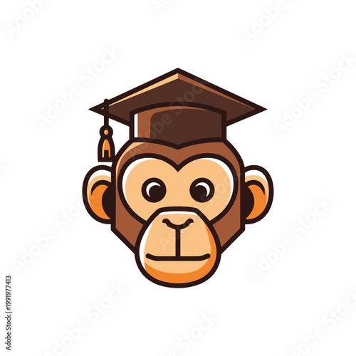 Intelligent Monkey Wearing Graduation Cap Symbolizing Education and Learning.