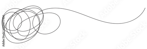 Untangled Line Concept Illustration – Continuous One Line Drawing of Problem Solving and Mental Clarity, Abstract
 Doodle Knot Vector