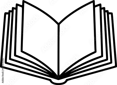 Open book icon black and white vector illustration line icon vector pictogram – Black and White Vector Illustration