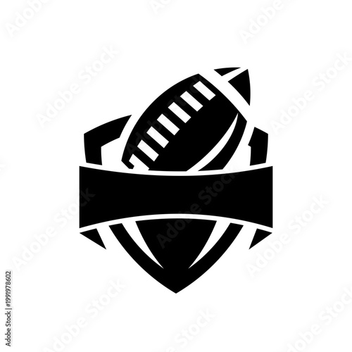 American Football Logo Emblem with Shield and Banner