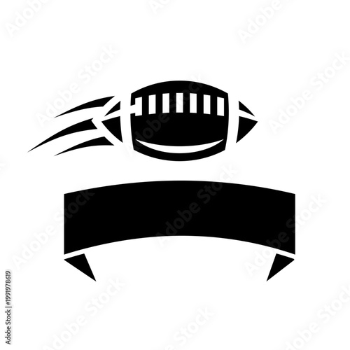 American Football Ball with Speed Lines and Blank Banner - Sports Graphic Element