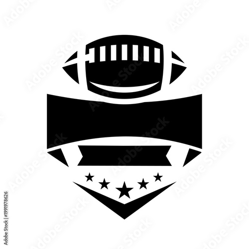 American Football Emblem Design Template with Blank Ribbon Banner and Stars