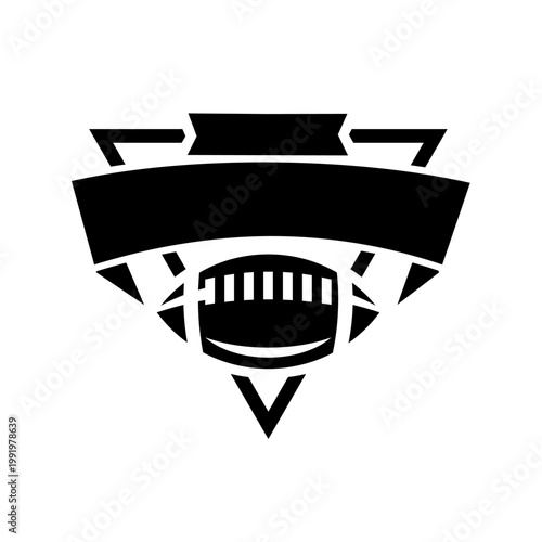 Stylized American Football Logo with Blank Banner and Shield Shape