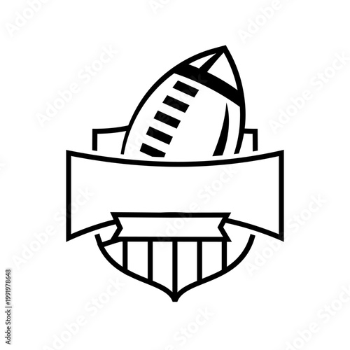 American Football Emblem Logo with Blank Ribbon Banner and Shield Design