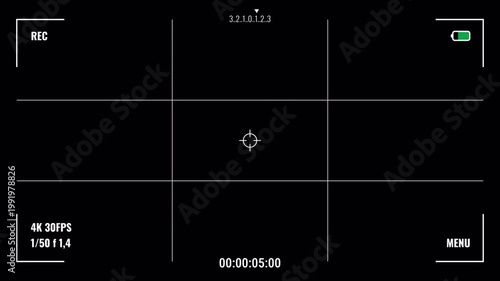 Horizontal camera viewfinder overlay camera rec recorder digital frame recording screen interface